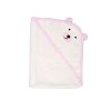 Moni Baloo kapucnis törölköző/pamut maci füles fehér kifogó 70x90cm, szegés pink