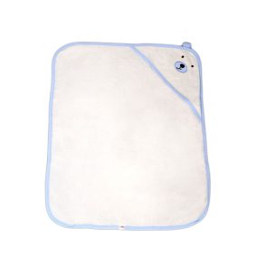   Moni Baloo kapucnis törölköző/pamut maci füles fehér kifogó 70x90cm, szegés kék