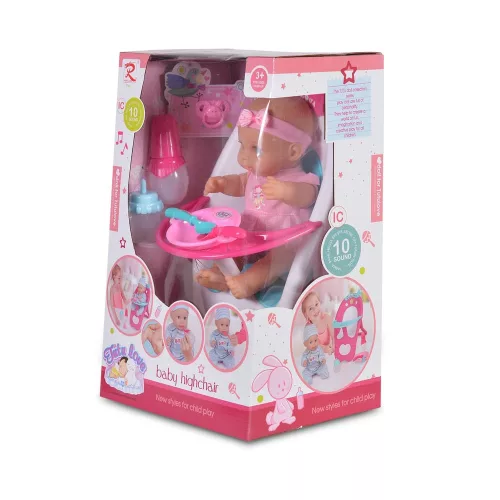 Moni Baba 36 cm-es szett etetőszékkel, tányérral