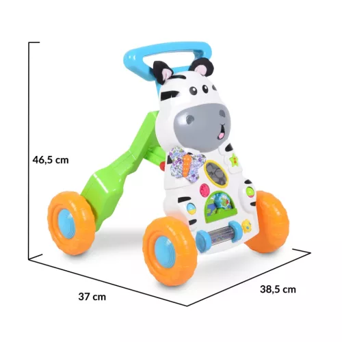 Moni MUSIC PUSH WALKER 2in1 járássegítő zebrás