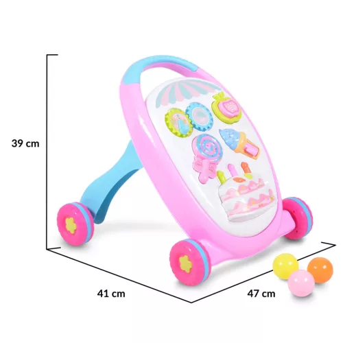 Moni MUSIC BABY WALKER járássegítő sütis PINK