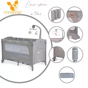   Moni Cangaroo once upon2 2 szint utazóágy zenélő forgó játékkal szürke