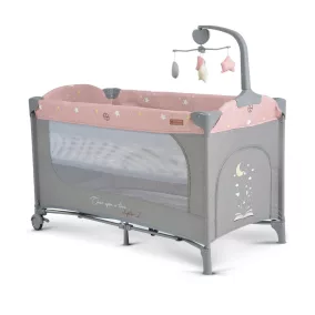   Moni Cangaroo Once upon2 2 szint utazóágy zenélő forgó játékkal pink