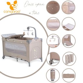   Moni Cangaroo once upon3 2 szintes utazóágy zenélő játékkal, pelenkázós bézs