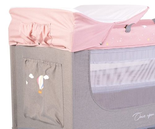 Moni Cangaroo once upon3 2 szintes utazóágy zenélő játékkal, pelenkázós pink