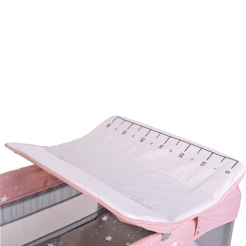 Moni Cangaroo once upon3 2 szintes utazóágy zenélő játékkal, pelenkázós pink