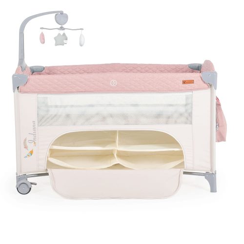 Moni Cangaroo indiana 2 szintes utazóágy tároló rekesz, kistáska 14kg pink