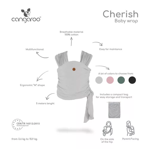 Moni Cangaroo cherish hordozókendő pink