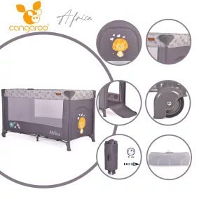 Moni Cangaroo africa 1 szintes utazóágy 14 kg-ig szürke