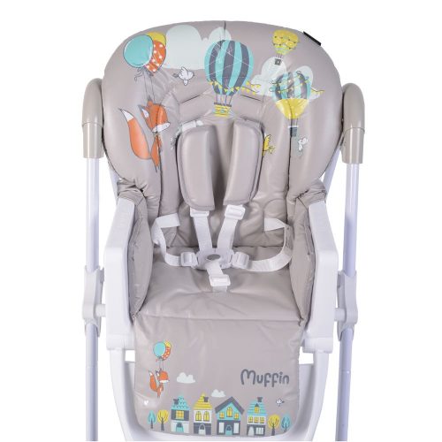 Moni Muffin multifunkciós etetőszék, mintás, 2 kerékkel szürke