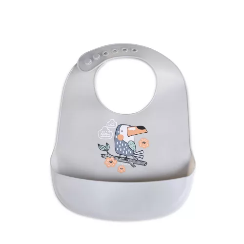 Moni Cangaroo rooibos szilikon előke szürke madár