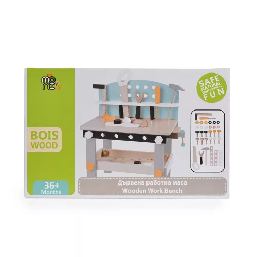 Moni Moni toys fajáték fa szerelőpad 49x45x 29.5cm
