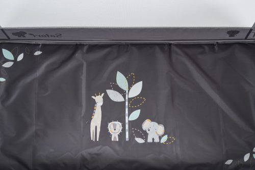 Moni Safari utazóágy 1 szintes, zippes kibújóval, állatmintás türkiz/kék