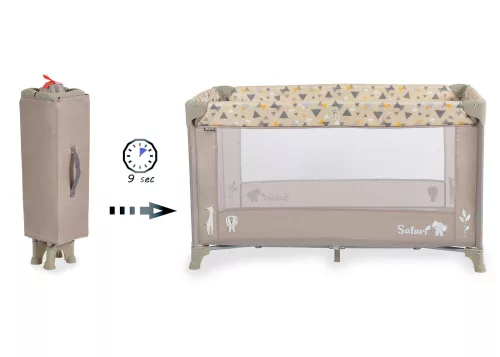 Moni Safari utazóágy 1 szintes, zippes kibújóval, állatmintás bézs