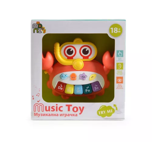 Moni Moni toys műanyagjáték zenélő rák narancs