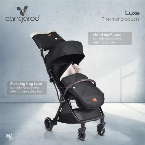 Moni LUXE kézmelegítő babakocsira, muff FEKETE