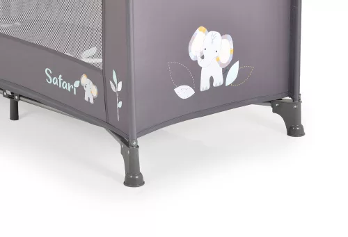 Moni Safari utazóágy 1 szintes, zippes kibújóval, állatmintás grafit