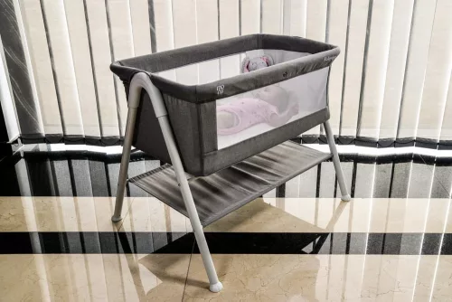 Moni Moni kalinihta újszülött babaágy önálló, 11 kg, 1 szint fehér láb grafit