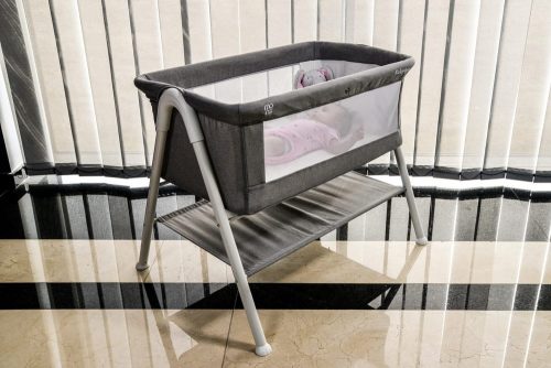 Moni Moni kalinihta újszülött babaágy önálló, 11 kg, 1 szint fehér láb szürke