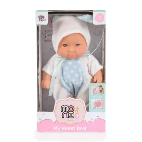 Moni Moni toys baba 20 cm 6126 fehér/kék