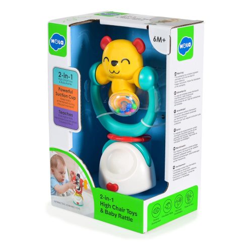 Moni Hola játék etetőszékre 2in1 rágóka sárga maci