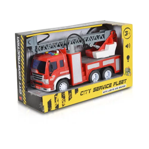 Moni Moni toys kisautó tűzoltóautó létrás szerkocsi 1:16 piros