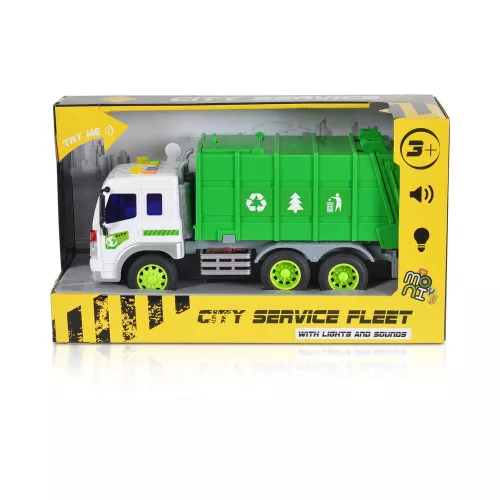 Moni Moni toys kisautó kukásautó 1:16 emelhető platós zöld