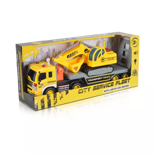 Moni Moni toys kisautó teherkocsi darusautóval 1:16 sárga/szürke