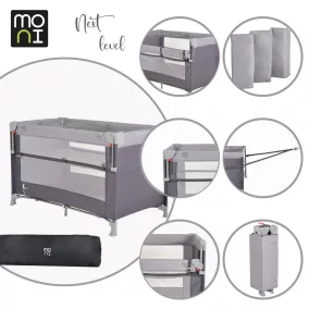   Moni Moni next level utazóágy lehajtható oldalfal 2 szint szürke