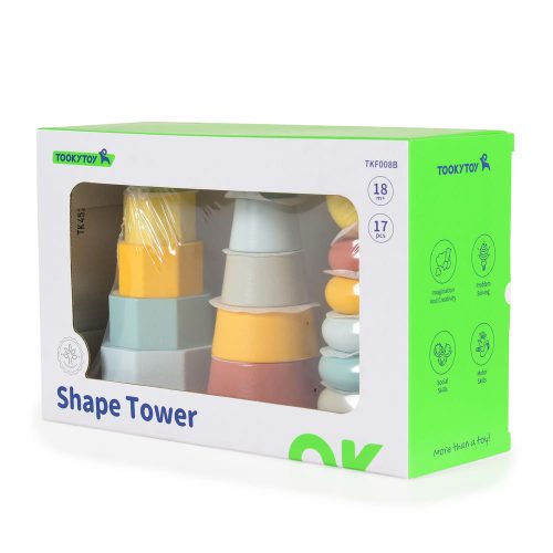 Moni Fajáték toronyépítő 3 dbos szett montessori pasztell