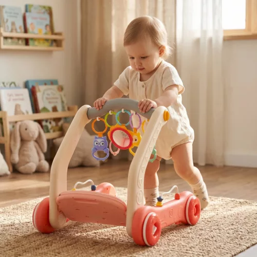 MONI MUSIC WALKER 2in1 járássegítő+játszószőnyeg PINK