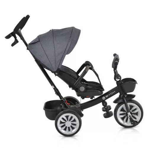 Moni Space tricikli szülőkaros, 360 fokban forgatható szürke