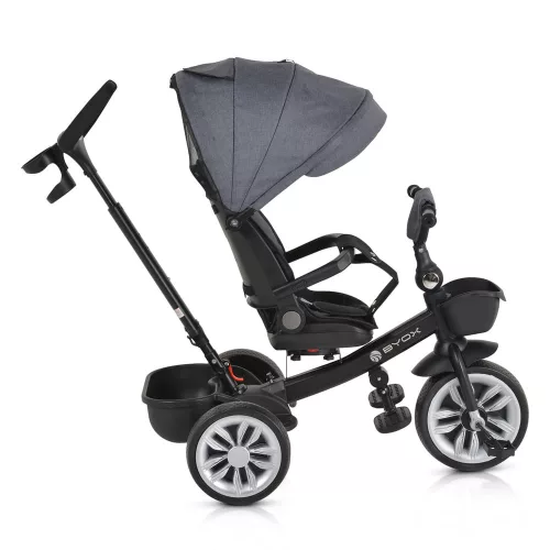 Moni Space tricikli szülőkaros, 360 fokban forgatható szürke