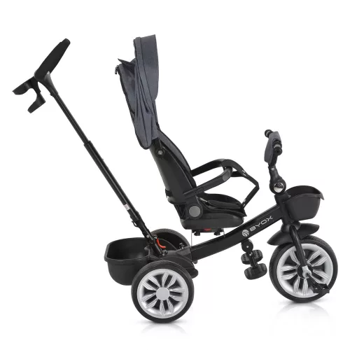 Moni Space tricikli szülőkaros, 360 fokban forgatható szürke