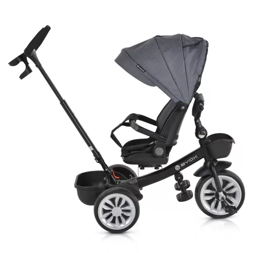 Moni Space tricikli szülőkaros, 360 fokban forgatható szürke