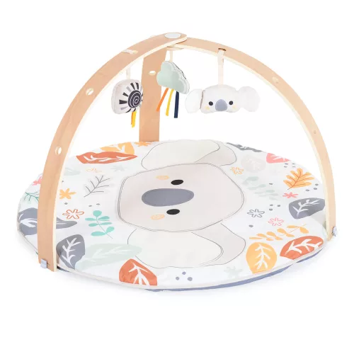 Moni Játszószőnyeg plüss, fa játékhíddal, összecsukható kerek bézs koala