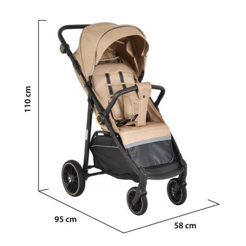 Moni BUGGY babakocsi lapracsukható, nagy kerekek, könnyű BÉZS
