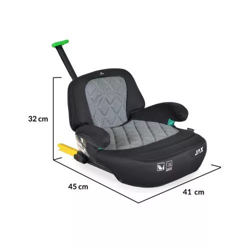Moni JAX autós ülésmagasító háttámlával 125-150cm rögzítő hevederrel, ISOFIX SZÜRKE