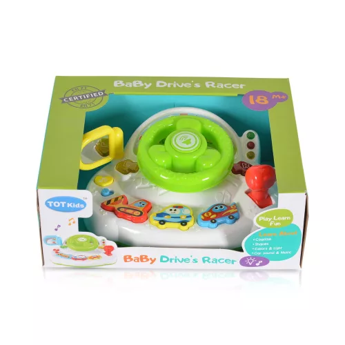 Moni Műanyagjáték zenélő, világító kormány zöld/fehér