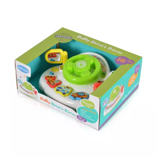 Moni Műanyagjáték zenélő, világító kormány zöld/fehér