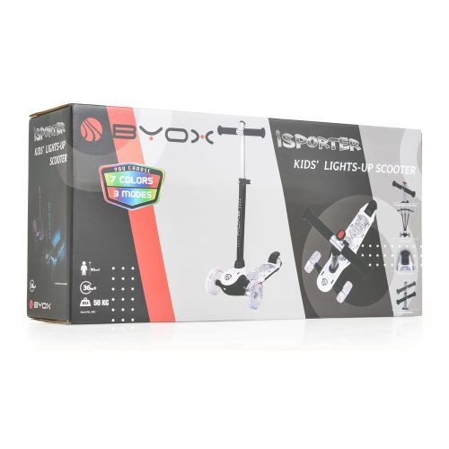 Moni Isporter roller kamaszoknak villogó ledekkel, 50 kgig fehér/fekete