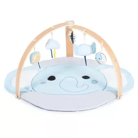   Moni Játszószőnyeg plüss, fa játékhíddal, összecsukható kerek vkék elefánt