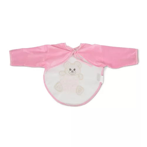 Moni Bear előke hosszú ujjal, macis mintával, pvc/textil pink