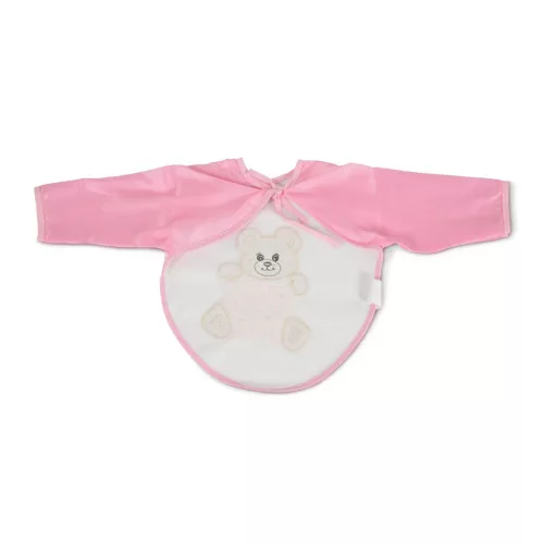 Moni BEAR előke hosszú ujjal, macis mintával, pvc/textil PINK