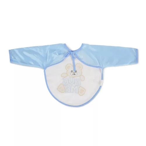 Moni BEAR előke hosszú ujjal, macis mintával, pvc/textil KÉK