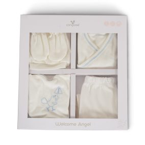   Moni Babaruha kihozós szett, újszülött ruhacsomag díszdobozban kék