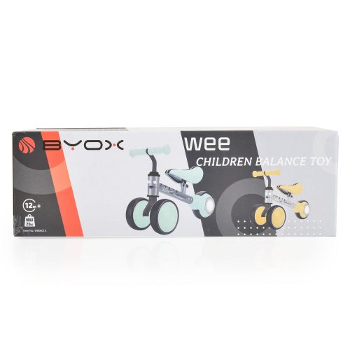 Moni Wee mini futóbicikli 3 kerekű járgány, elöl 2 kerék, világító hátsó kerékkel pink/rózsa