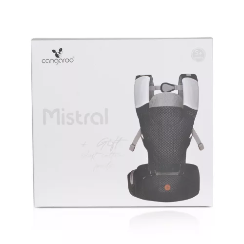 Moni MISTRAL bébi hordozó 3 poziciós, ergonomikus, hálós VSZÜRKE