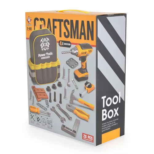 Moni Fiú játék szerszámok hátizsákkal, 28 db-os szett