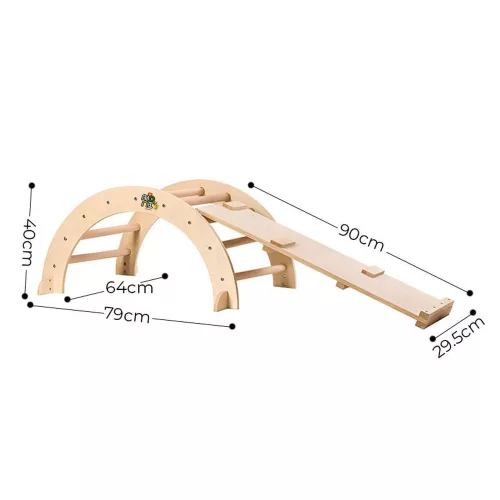 Moni Pikler fa mászóhíd rámpával montessori 79*40cm+92cm rámpa natur